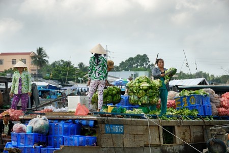 Puesto de verduras Mekong abril 2011