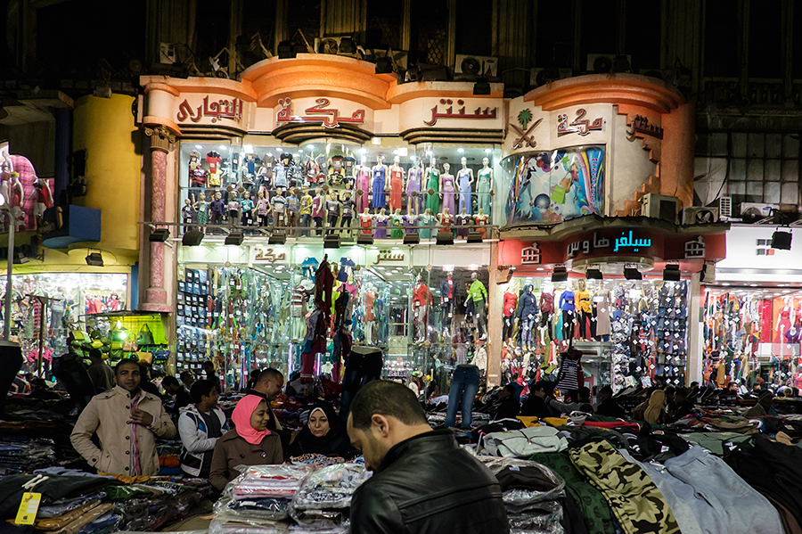 Zona comercial, El Cairo, enero 2015
