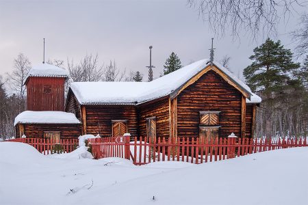 Iglesia de Pielpajärvi, Inari, Laponia, Finlandia, febrero 2024